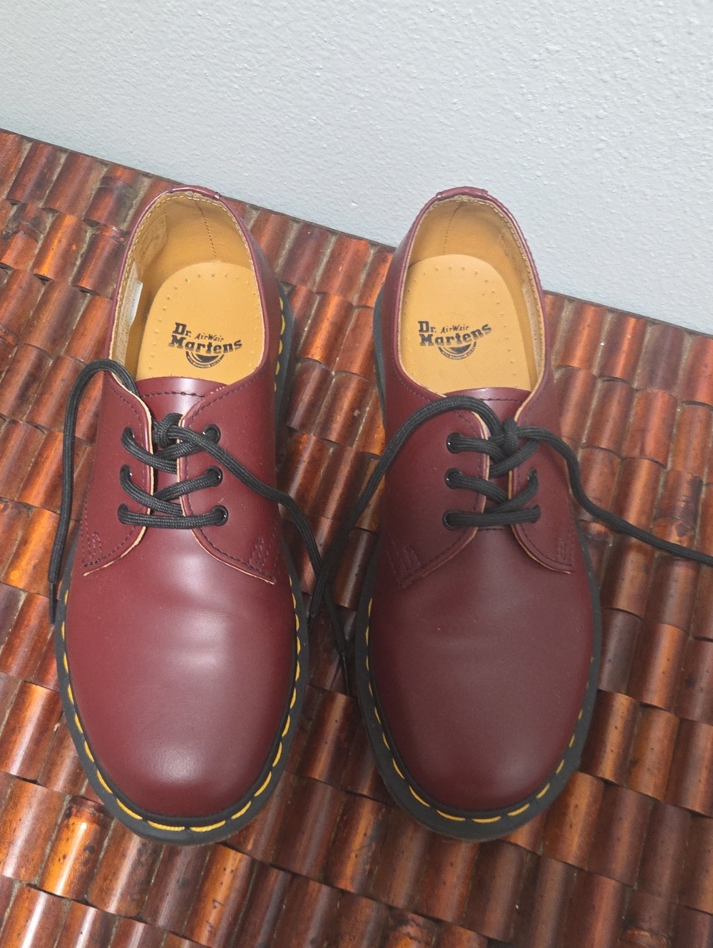Dr. Martens Men's Cherry Red 3-Eye Derby Shoes Unisex